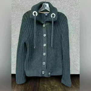 TOMMY HILFIGER SOLID CABLE KNIT
CARDIGAN WITH SILVER HARDWARE DETAIL‎ S-MEDIUM